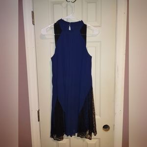 BCBG mini dress blue and black lace XS